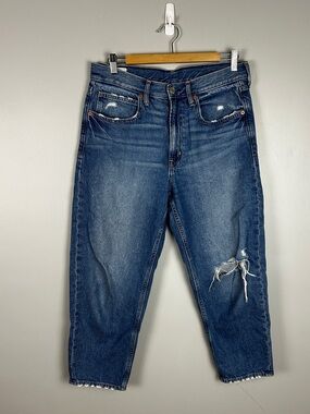 GAP Barrel‎ Jeans Distressed Size 8 Blue High Rise Relaxed Casual